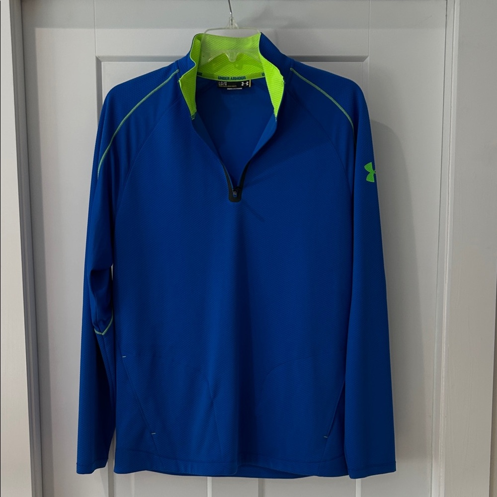 Under Armour Men's Blue and Neon Green Performance Jacket